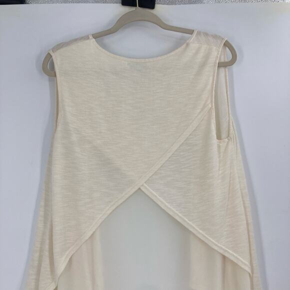 She & Sky Silk Blend Cream Knit Sleeveless Cardigan Coastal Beach Size Large - Picture 3 of 9